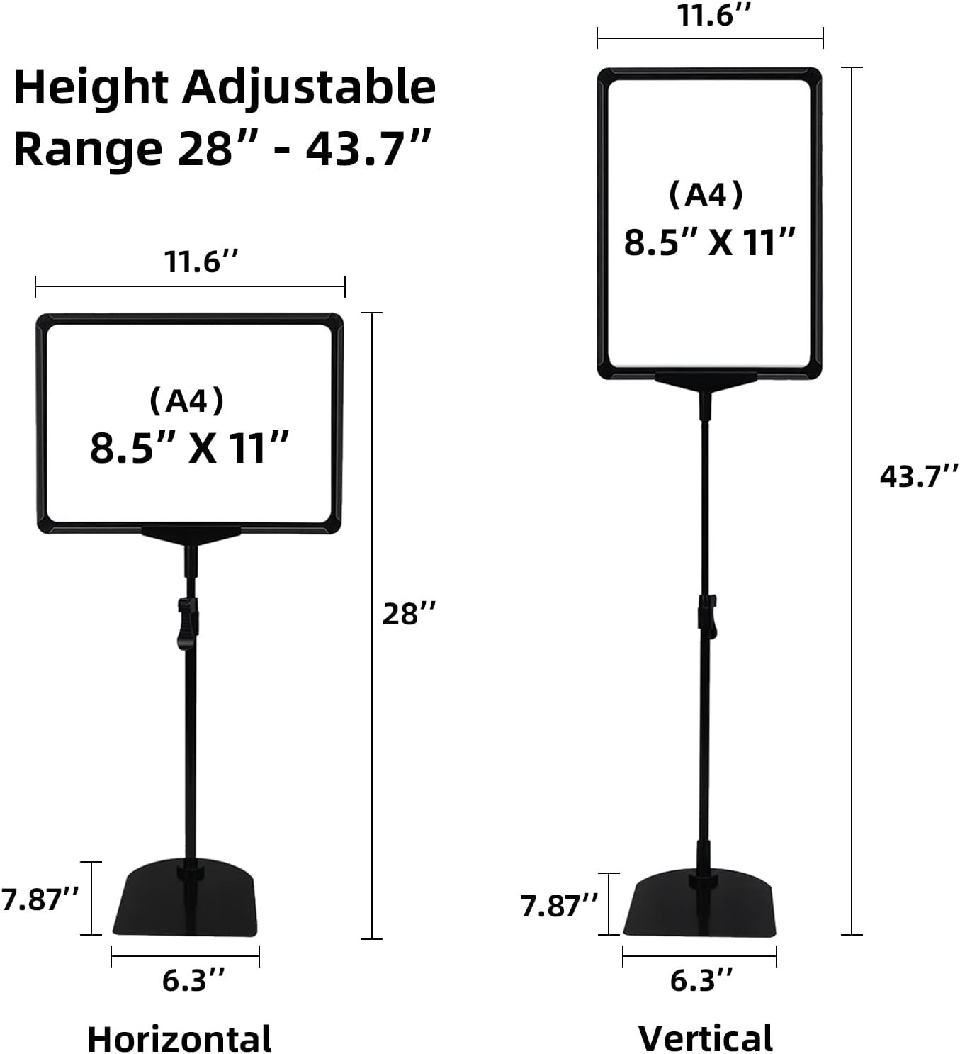 Sign Holder Stand,Sign Stand for Display,Adjustable Sign Holders For Table Top,Table Sign Holders 8.5 x 11,4 Packs, (Black, 39''height 4pcs)