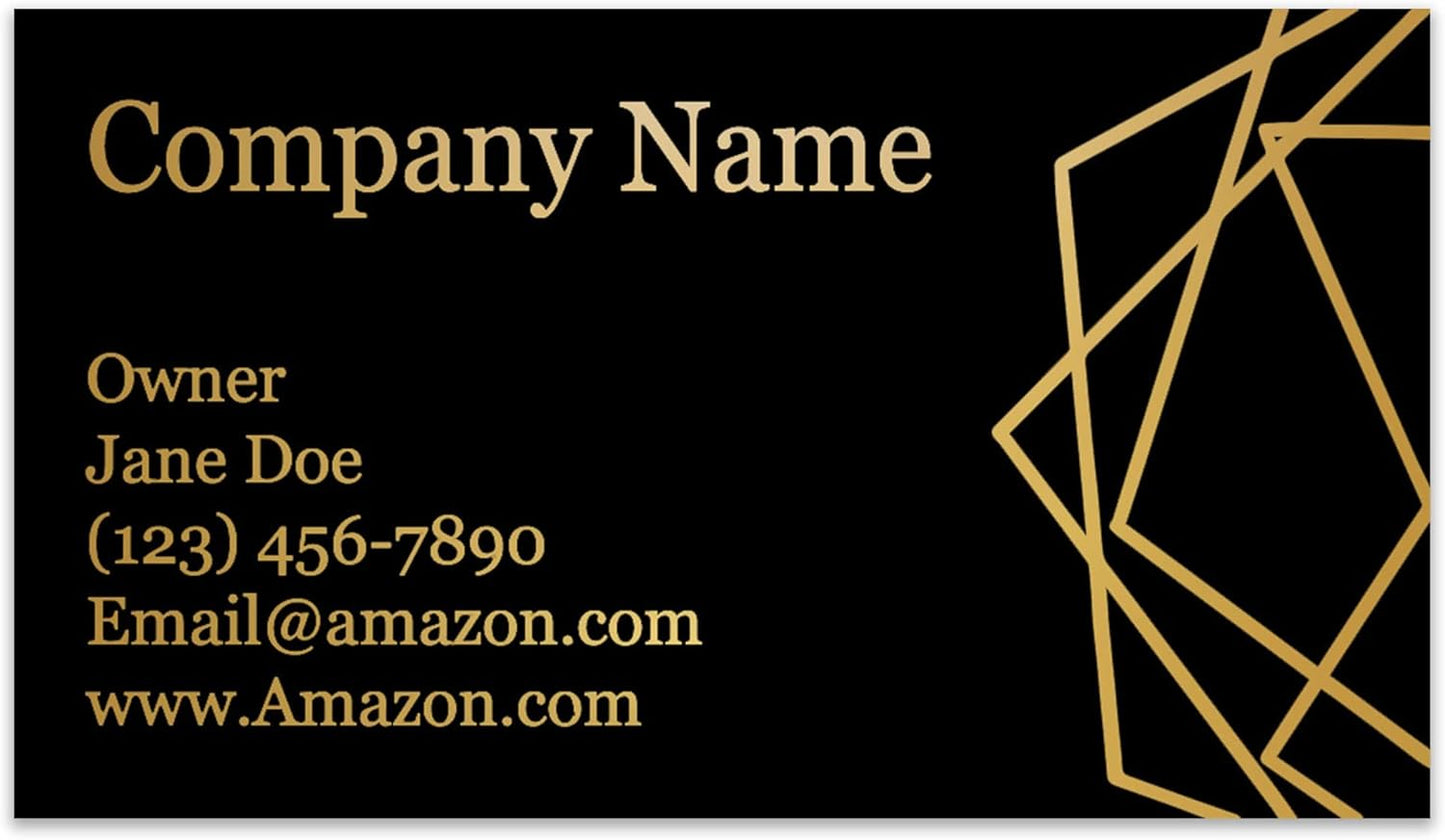 Personalized Gold Foil Black Business Cards 100 Pack - 3.5" x 2" Cards - 14 PT Thick Sturdy Cards - Unique Shiny Gold Foil - Made in the U.S.A. (Gold Hex)