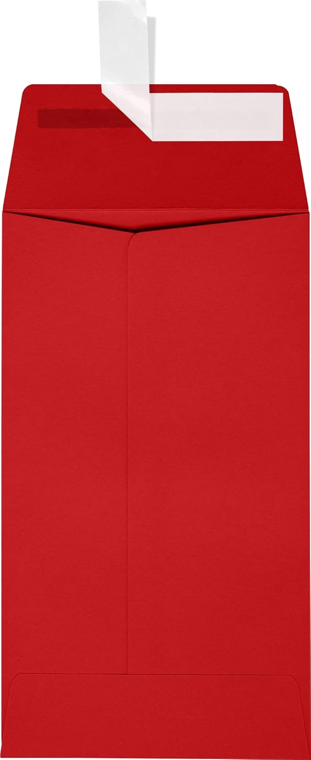 LUXPaper #5 1/2 Coin Envelopes | Peel & Press | 3 1/8" x 5 1/2" | Ruby Red | 80lb. Text | 50 Qty