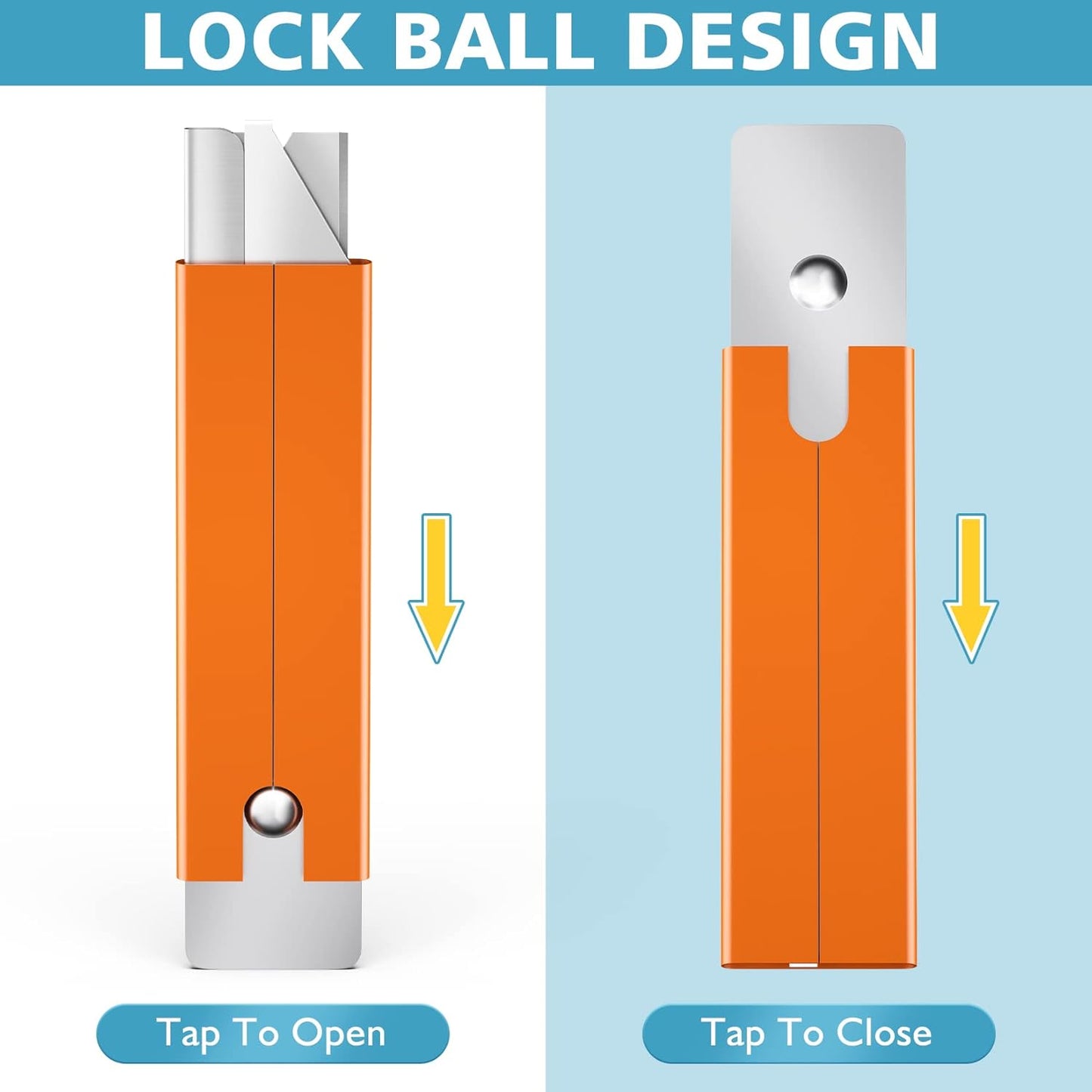 DIYSELF 12 Pack Box Cutters, Utility Knife Retractable, Exacto Knife, Box Cutter Knife Metal Sheath, Razor Knife for Packages, Letters and Papers, Utility Knife with Single Edge Razor Blade (Orange)