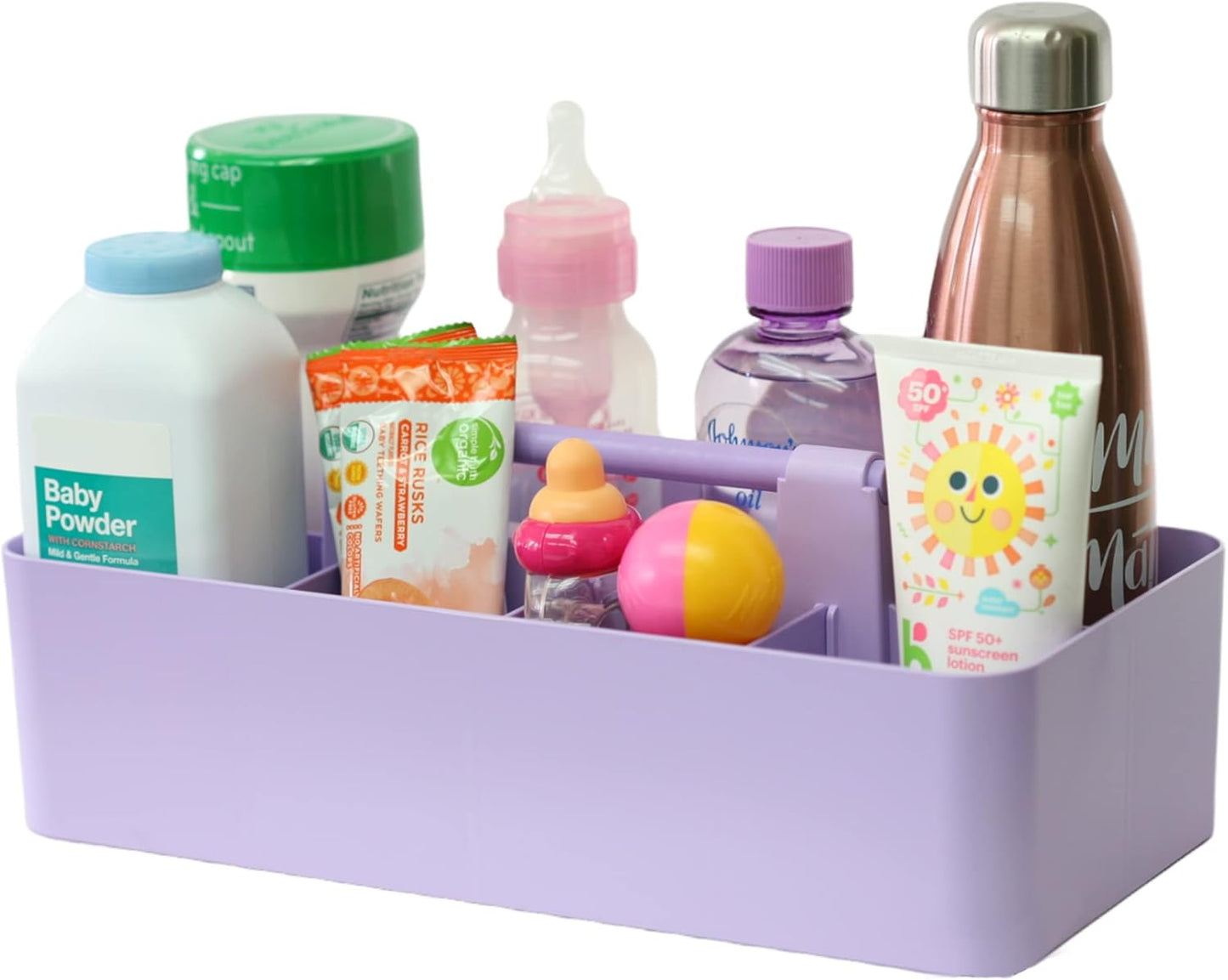 -Large Portable Caddy, DIY Dividers, 8 Compartments, School Office Supplies Home Business Basket with Handle Storage Organize Made in USA (10 PACK, Lavender)