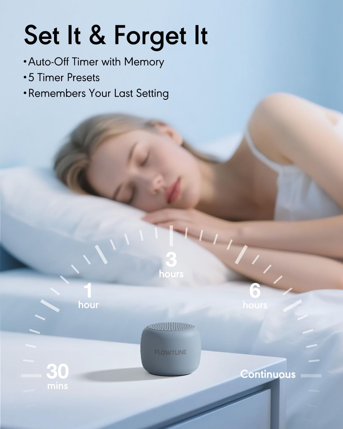 Sound Machine Flowtune White Noise Machine for Baby Adults, Mini Portable Sound Machine for Travel, 6H Timer, 18 Soothing Sleep Sounds Gift (Misty Blue)