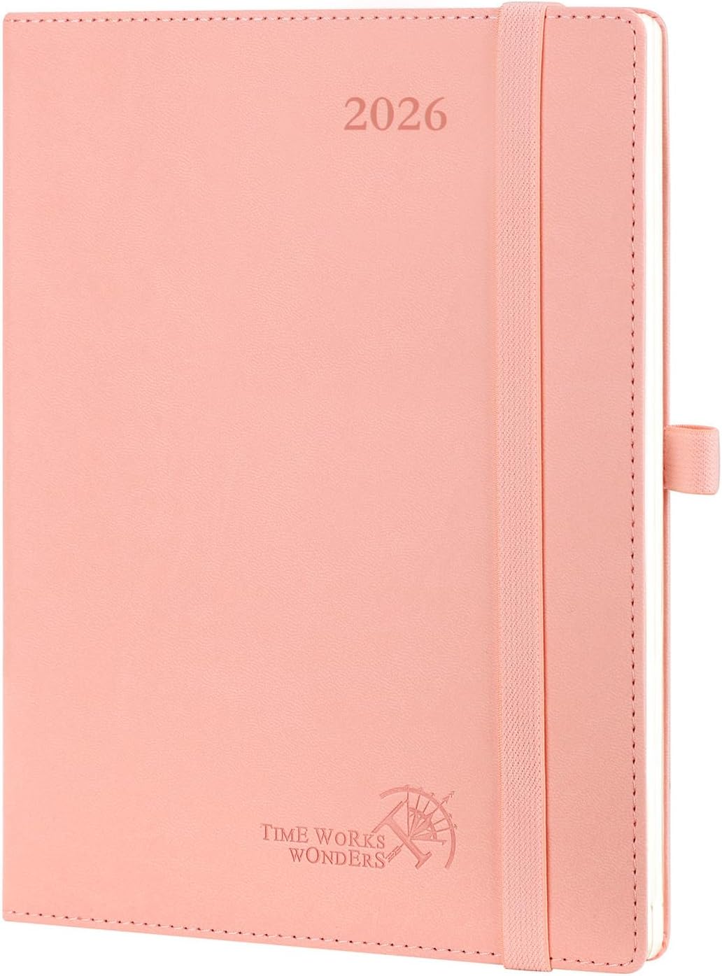 POPRUN 2026 Planner (Medium - 6.5'' x 8.5'') - 2026 Weekly Calendar ((Jan. 2026 - Dec. 2026) with Hourly Time Slots, Weekly/Monthly Appointment Book for Time Management - Leather Soft Cover - Pink