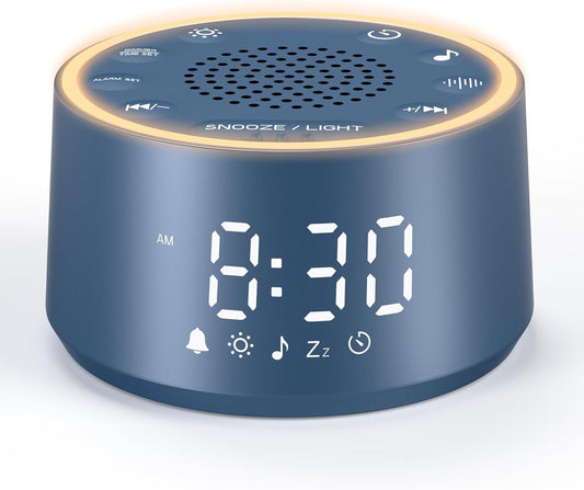 Dreamegg Sound Machine & Alarm Clock - White Noise Machine with 7 Wake-Up Sounds, 0-100% Dimmable, Night Light, Sound Machine for Sleeping, Office, Home, Travel Essentials Gift, Navy