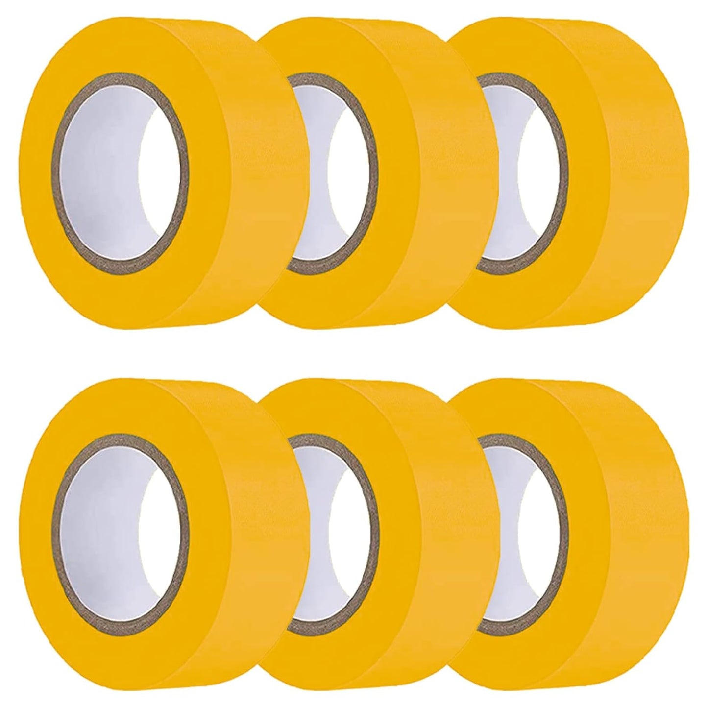 6 Pack Earth-Yellow Flagging Tape, Non-Adhesive Plastic Ribbon Neon Marking Roll, 1"*600ft, Marking Tape for Tree Marking, Hunting, Boundaries and Hazardous Areas,Trail Marking
