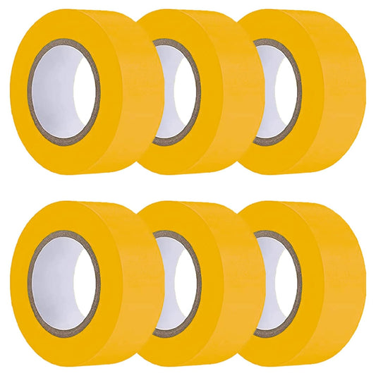 6 Pack Earth-Yellow Flagging Tape, Non-Adhesive Plastic Ribbon Neon Marking Roll, 1"*600ft, Marking Tape for Tree Marking, Hunting, Boundaries and Hazardous Areas,Trail Marking