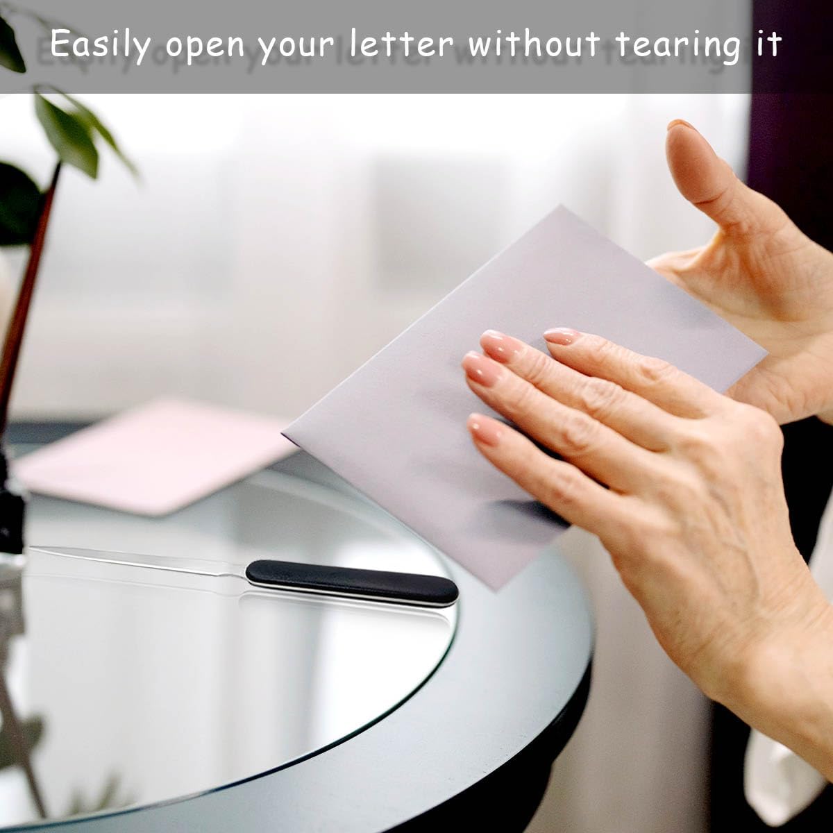 4 Pack Office Letter Opener, Stainless Steel Knife-Edge Blade Envelope Openers, Lightweight Mail Slitter with Ergonomic Grip Handle for Home and Office Use, Mixed Colors