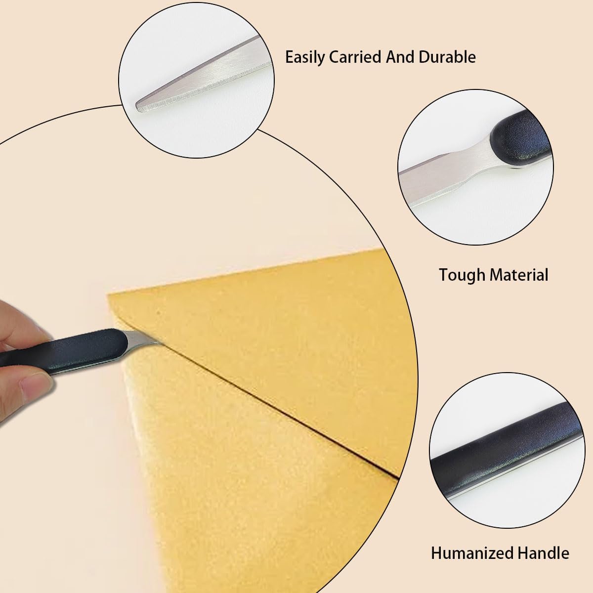 4 Pcs Letter Opener, Stainless Steel Letter Opener Knife, Stainless Steel Hand Envelope Slitter, Stainless Steel Envelope Openers, Lightweight Mail Slitters Letter Knives, Office Letter Opener