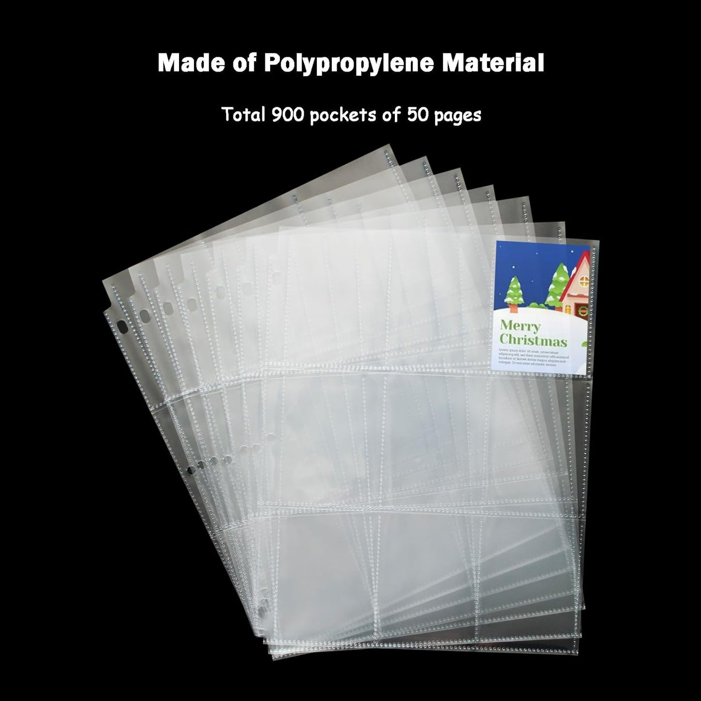 Seashell 50 Pack 900 Pockets Trading Card Binder Sleeves, 9-Pocket Double-Sided Sheets for 3 Ring Binder, Clear Page Protectors for Football, Baseball, Business Cards