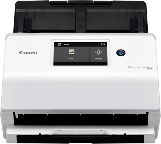 Canon imageFORMULA R50 Business Document Scanner for PC and Mac - Color Duplex Scanning - Connect with USB Cable or Wi-Fi Network - LCD Touchscreen - Auto Document Feeder - Easy Setup