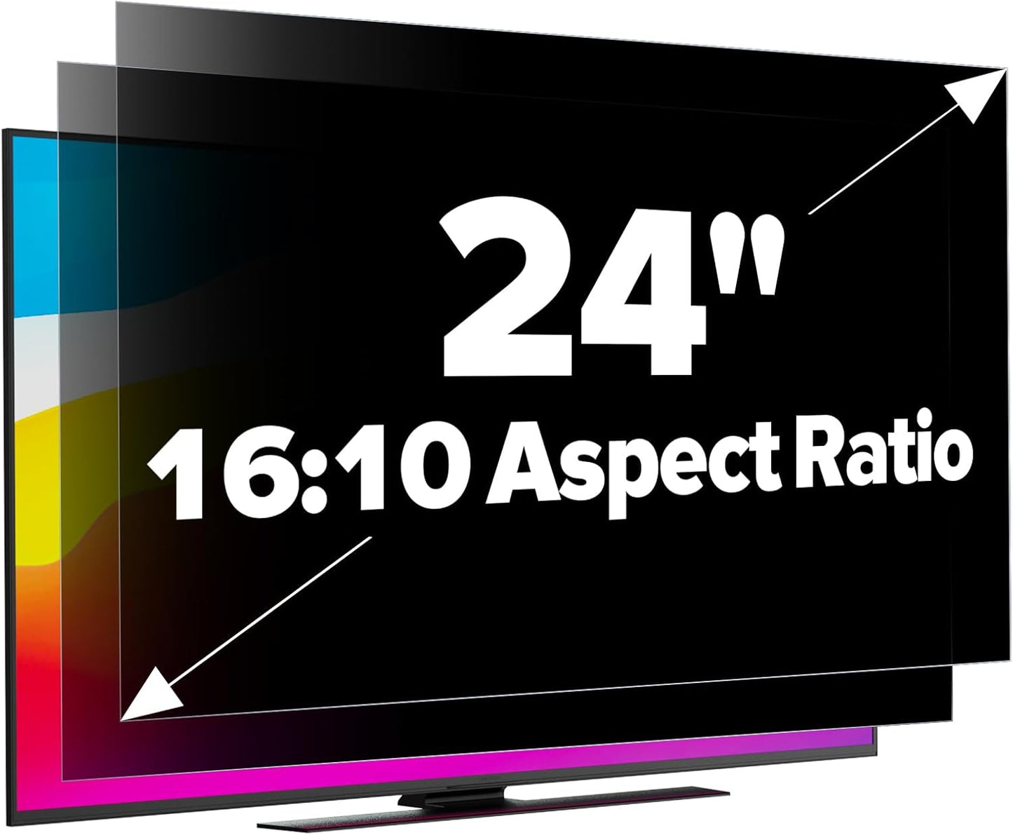 [2-Pack] HD Computer Privacy Screen 24 inch, Upgraded Computer Privacy Screen for 16:10 Widescreen Removable Anti Glare Computer Screen Cover and Blue Light UV-Blocking Screen Privacy Filter