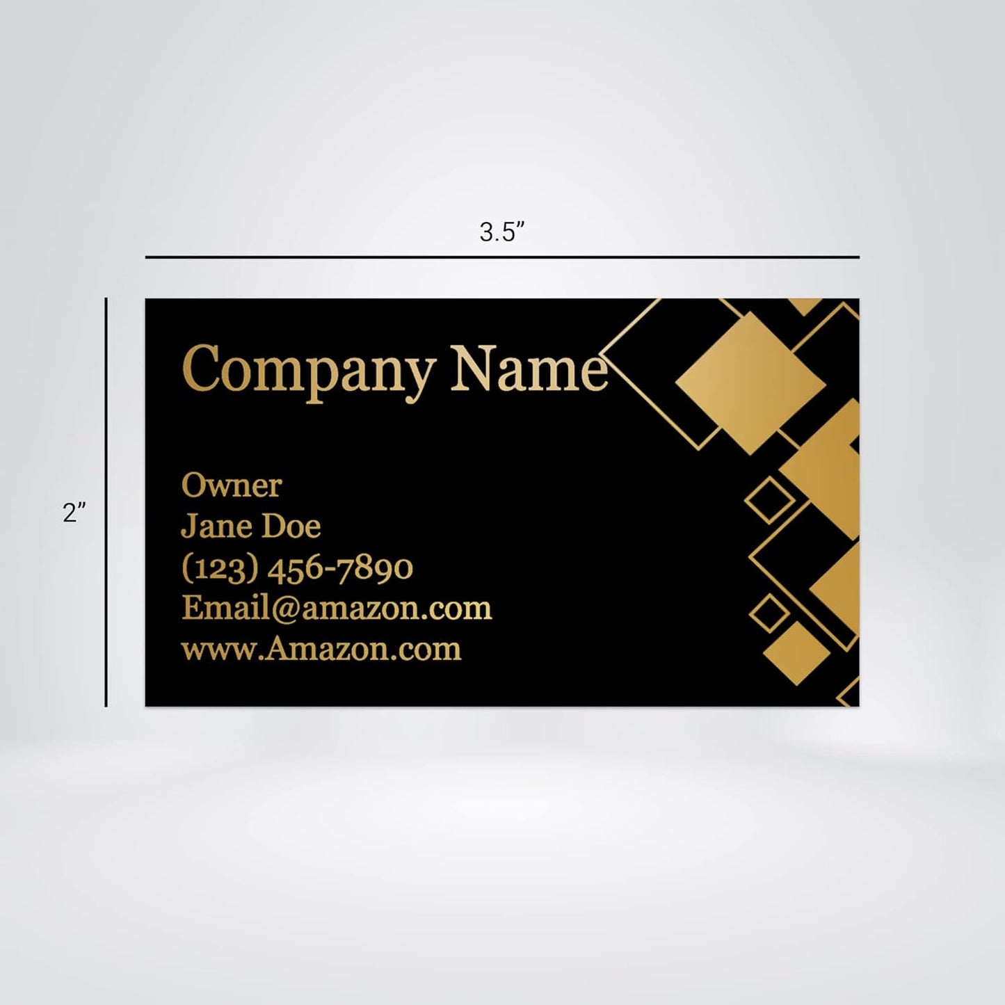 Personalized Gold Foil Black Business Cards 100 Pack - 3.5" x 2" Cards - 14 PT Thick Sturdy Cards - Unique Shiny Gold Foil - Made in the U.S.A. (Gold Tiles)