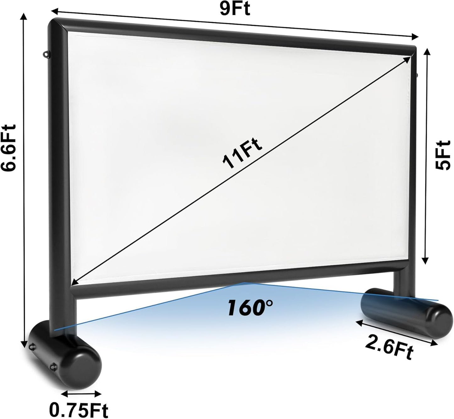 Inflatable Projector Screen, 11ft PVC Upgraded Inflatable Movie Screen Outdoor Airtight Design with 600W Air Pump for Outdoor/Indoor - Does Not Require Continuous Inflation