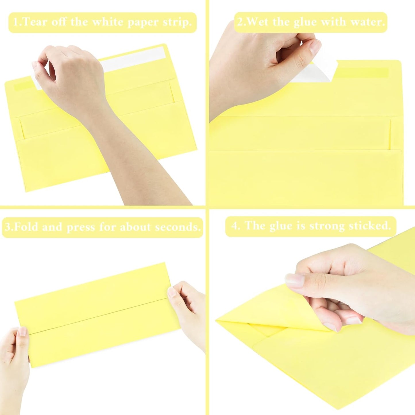 50 Pack #10 Business Envelopes, Light Yellow Standard Envelopes Self Seal, Letter Size Mailing Envelopes for Checks Letters Invoices Christmas Birthday Graduation Wedding, 4 1/8 x 9 1/2 Inch