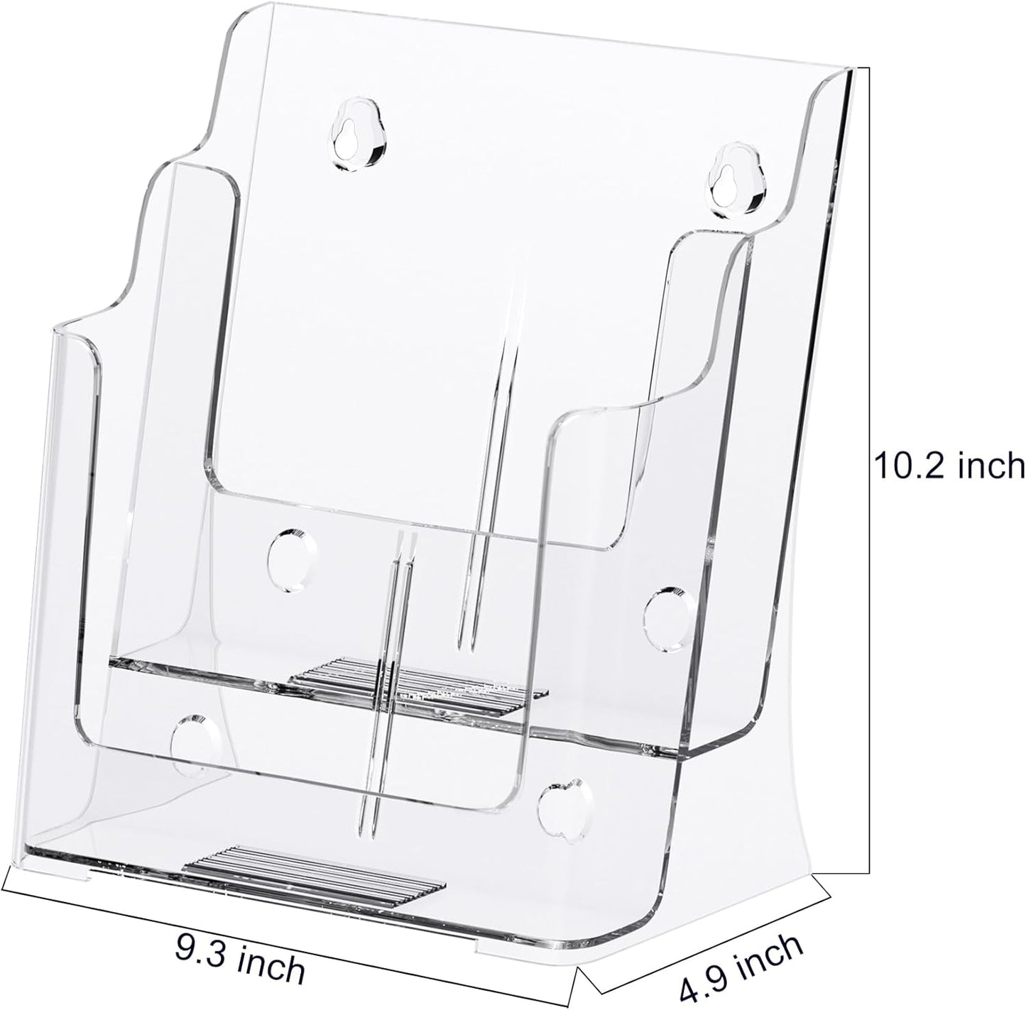 zavekia 2 Pack 2 Tier Acrylic Brochure Holder 8.5 x 11 inch, Clear Literature Organizer Magazine Stand with Removable Divider for 4 x 9 inch Brochures,Magazine Holder,Flyer Holder