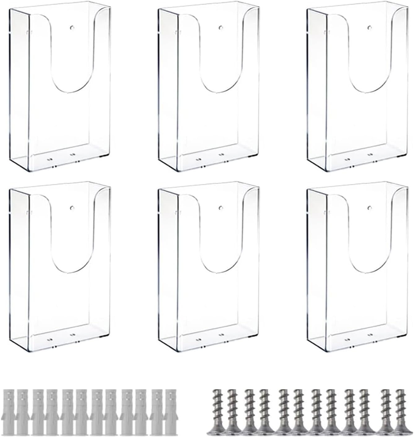 Acrylic Brochure Holders, 4x6 inches Slide-in Interlocking, 6 Pack Wall Mount Pamphlet Holder for Magazine, Pamphlet, Booklets, Menu, Journals