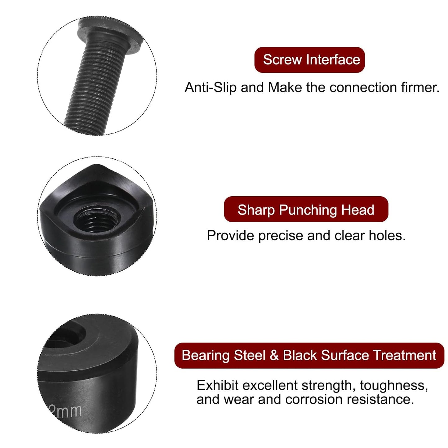 HARFINGTON Sheet Metal Punch Hole Punch 34mm Bearing Steel Precise Cutting Manual Knockout Kit with External Hex Shank for Metal Steel Plate Sink Stainless Steel, Black