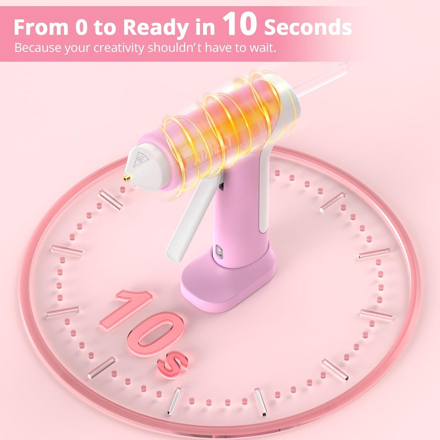 Cordless Hot Glue Gun 4V 20W, 10s Fast Preheat, 30PCS Mini Glue Sticks 7x100mm, Type-C Rechargeable, Anti-Drip, Auto-Off, for DIY Crafts, Repair, Decoration (Pink)