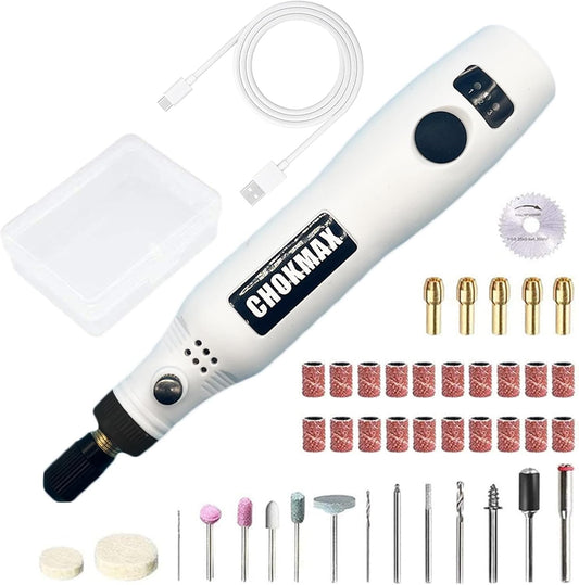 Cordless Rotary Tool, 3.7V Li-ion Mini Rotary Multi-Tool Kit with Variable Speed, 42pcs Accessories Kit Electric Rotary DIY Grinder for Polishing, Cleaning and Engraving White