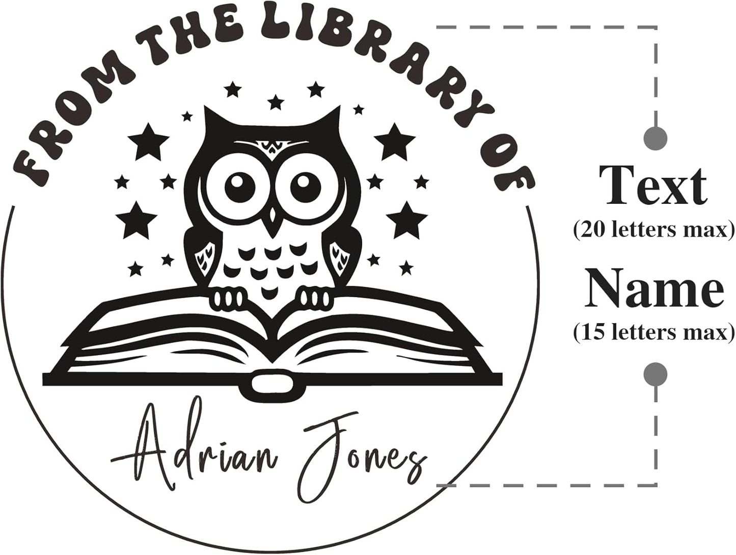 Custom Owl The Library of Embossers & Stamps Personalized Color Self-Inking Stamp with Your Name or Design Great for Personalizing Books, Text Books and Journals