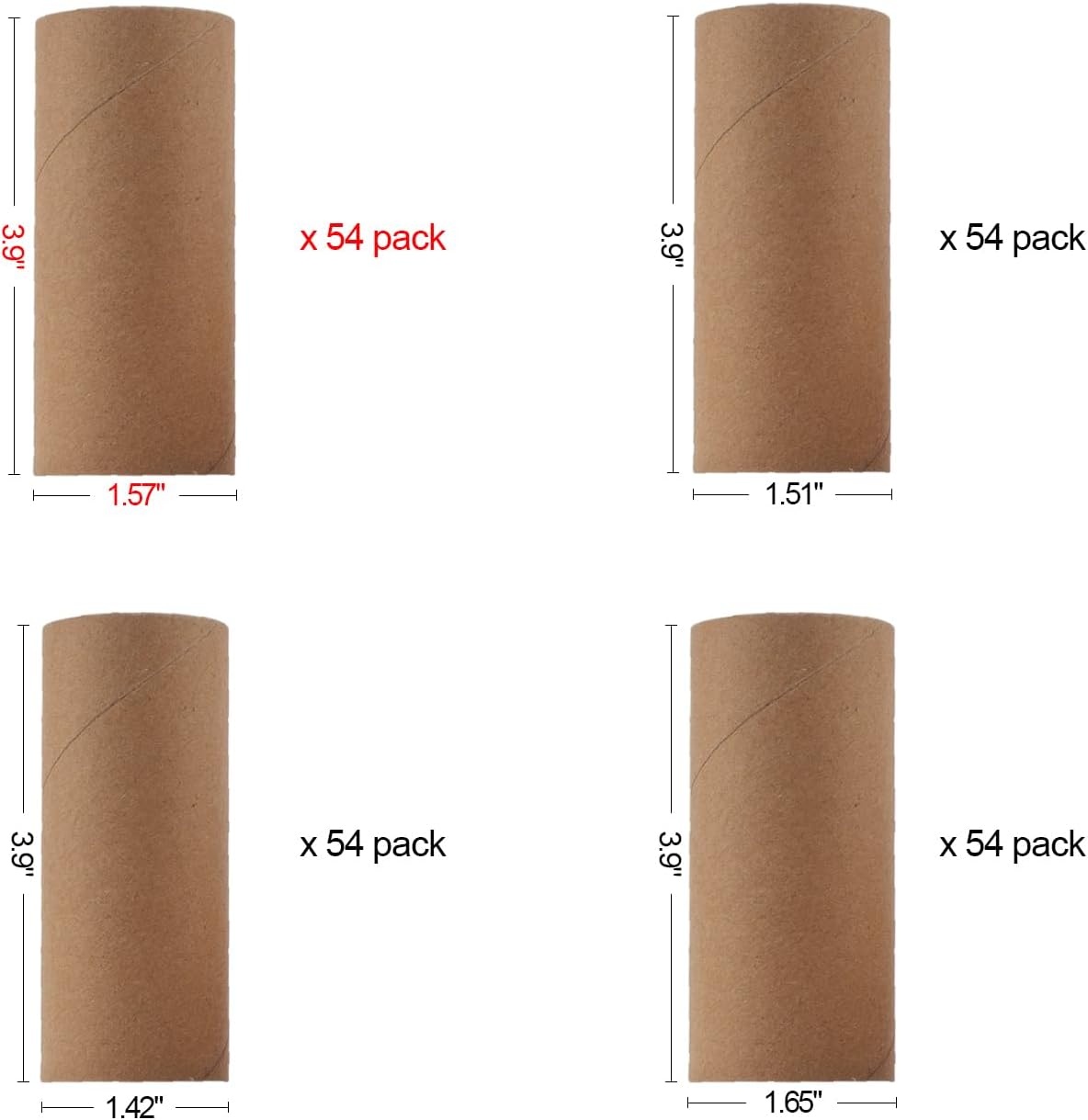 216 Pack Craft Rolls, Round Cardboard Tubes for Crafts, Paper Rolls for Classroom,Craft Tubes,Paper Tube for DIY Art- 1.57"x3.9"x54, 1.65"x3.9"x54, 1.51"x3.9"x54, 1.42"x3.9"x54
