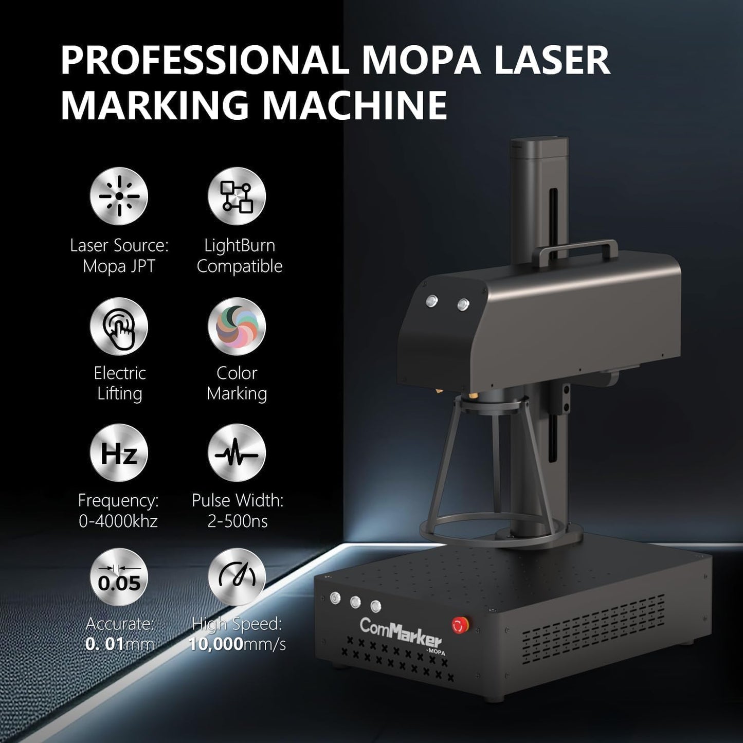 ComMarker B4 60W JPT Mopa Fiber Laser Engraving Machine with Rotary Axis,Support Lightburn Laser Engraver with 2Lens,2in1 Desktop Handheld Color Marking Machine for Stainless Steel,Ring,Tumbler