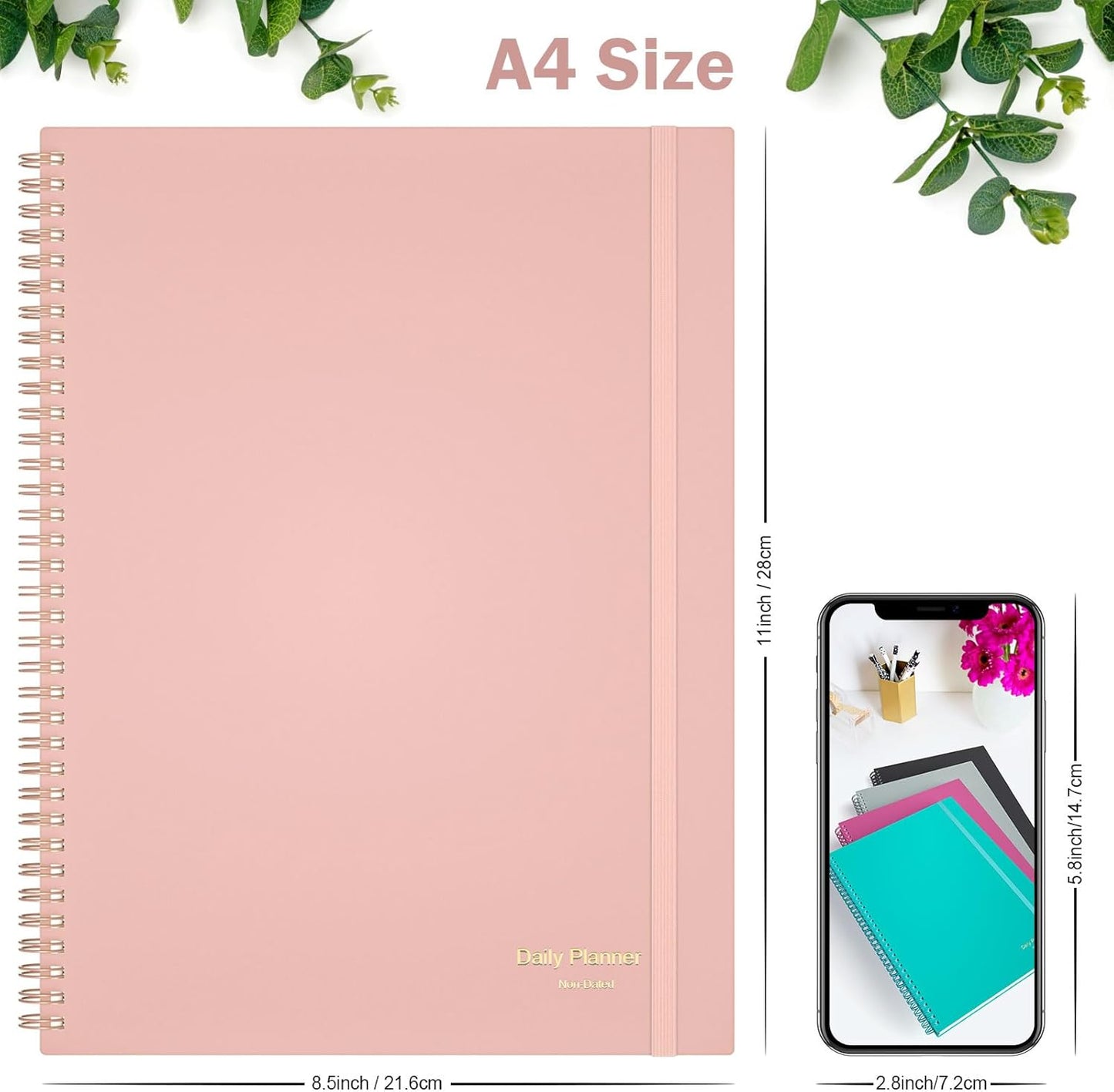 Asten Daily Planner with To Do List, Hourly Agenda, Spiral Notebook - Day Planner for Women, Men & ADHD - 8.5" x 11" (Pale Pink)