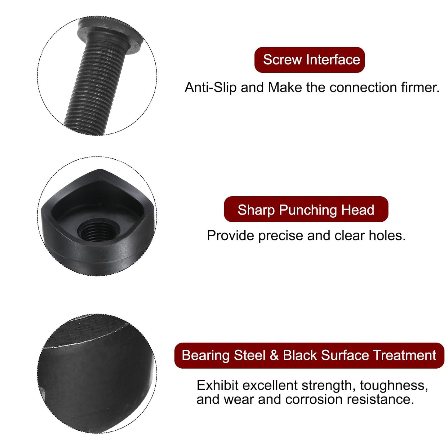 HARFINGTON Sheet Metal Punch Hole Punch 45mm Bearing Steel Precise Cutting Manual Knockout Punch Kit for Metal Steel Plate Sink Stainless Steel, Black