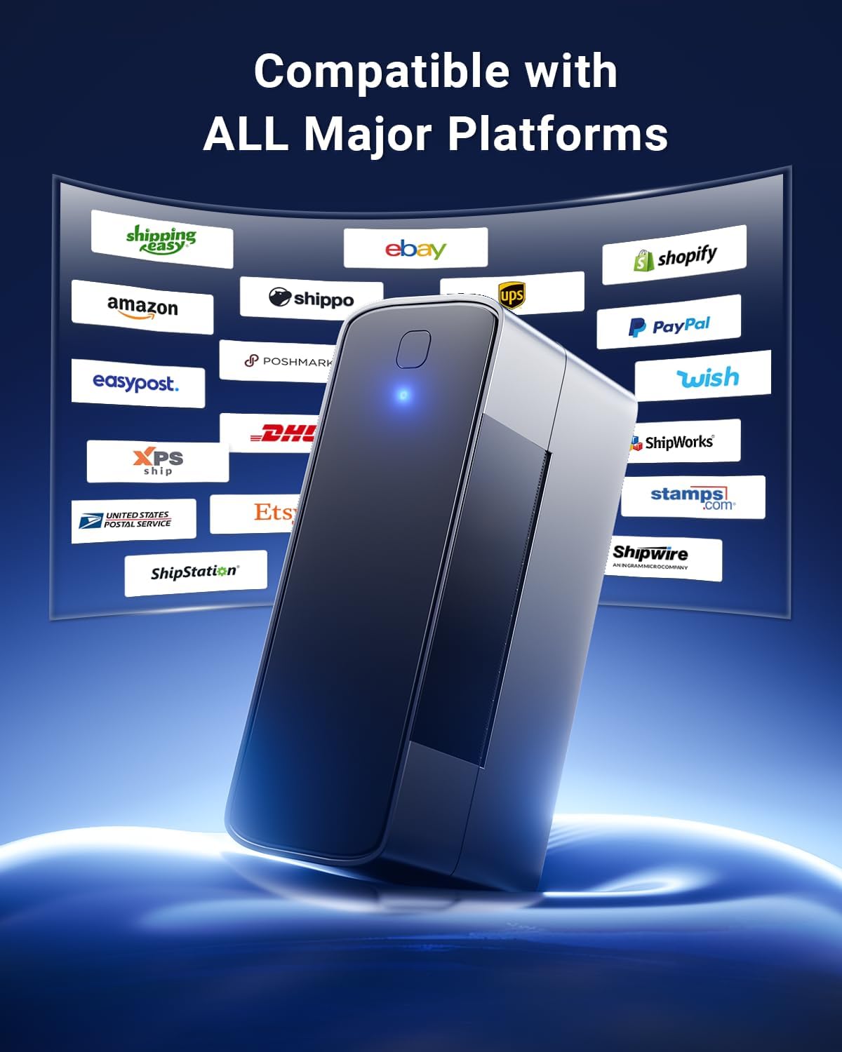 Bluetooth Thermal Shipping Label Printer 4x6, Wireless Shipping Label Printer for Small Business, Desktop Label Printers for Shipping Packages, Compatible with Amazon, Ebay, Shopify, Etsy, USPS