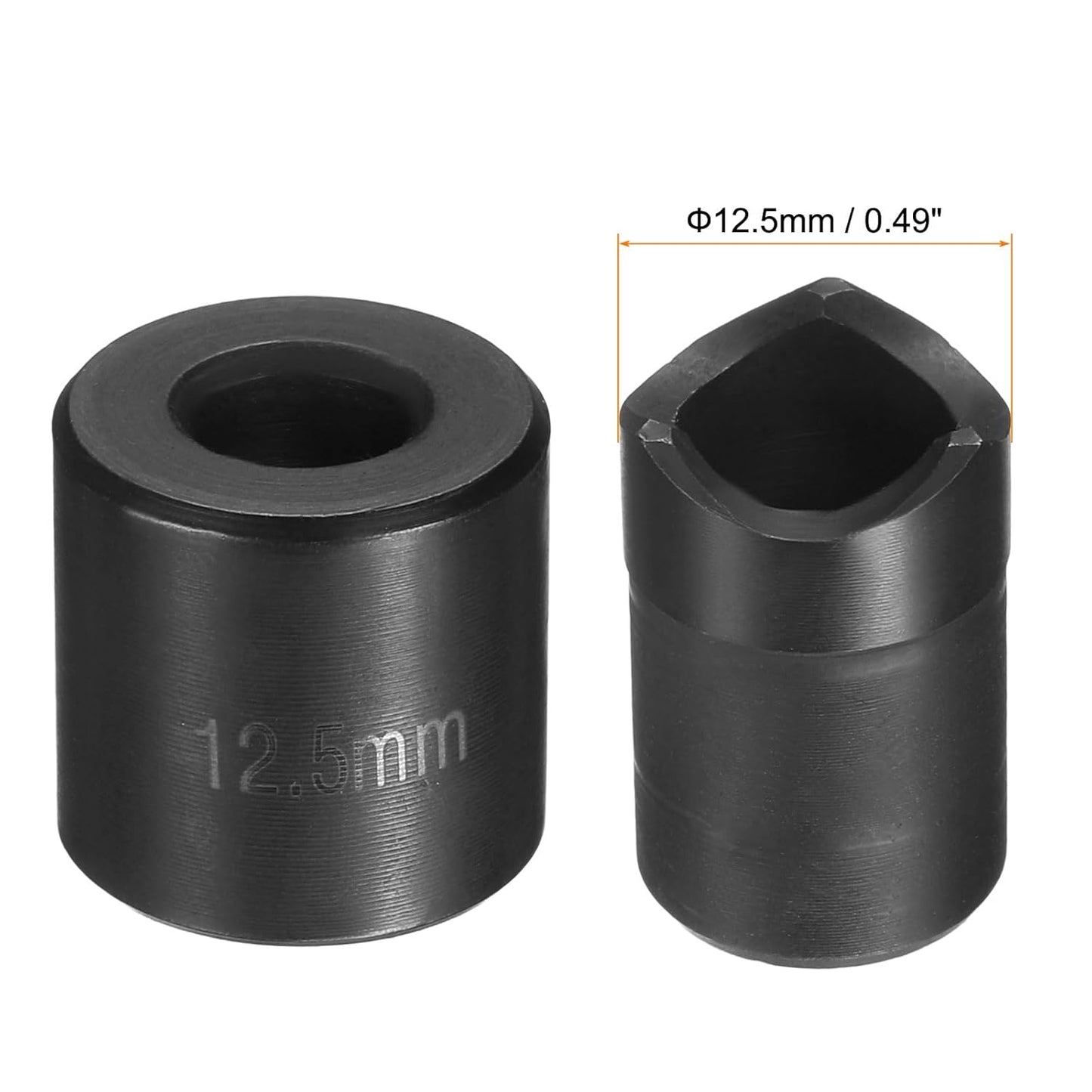 HARFINGTON Sheet Metal Punch Hole Punch 12.5mm Bearing Steel Precise Cutting Manual Knockout Kit with External Hex Shank for Metal Steel Plate Sink Stainless Steel, Black