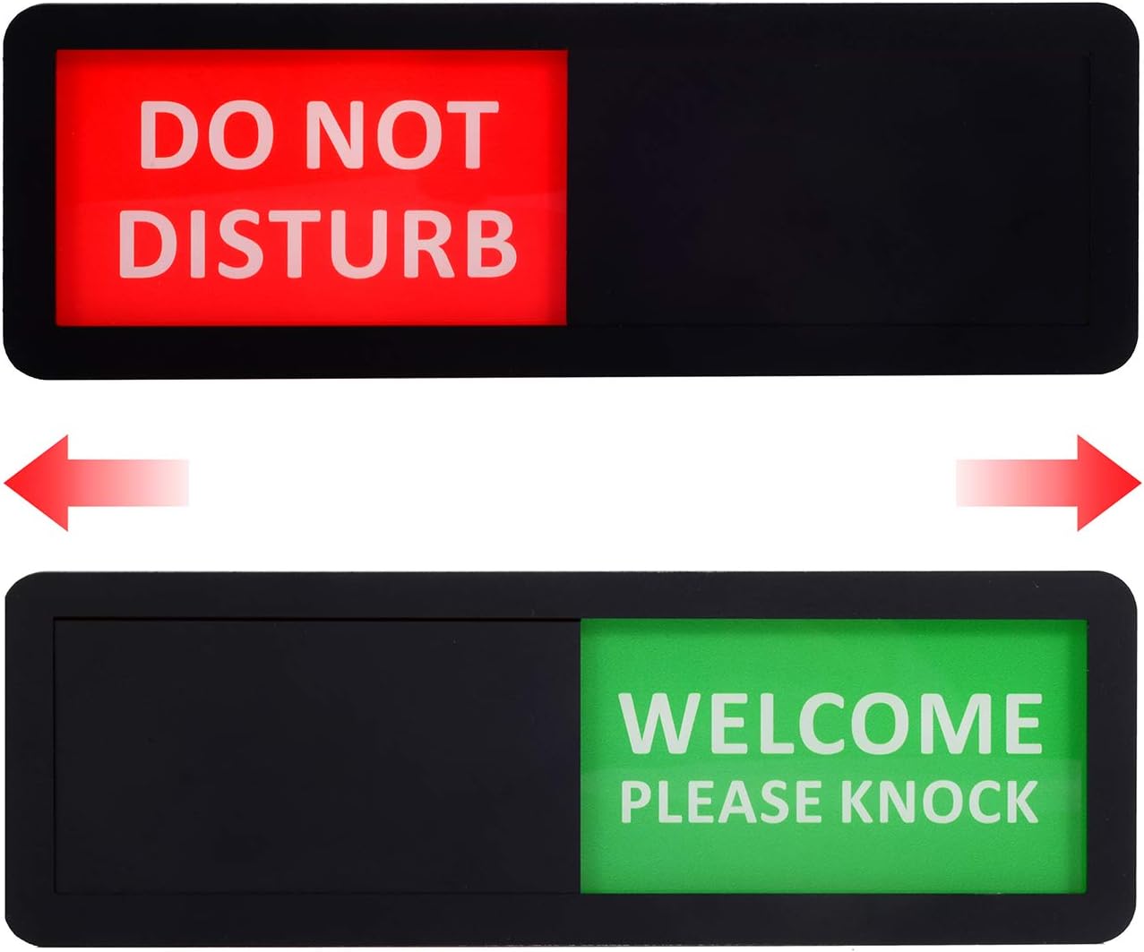 Kichwit Privacy Sign for Office Door, Do Not Disturb Sign, Welcome Please Knock, Black, 8.2 x 2.8 Inches