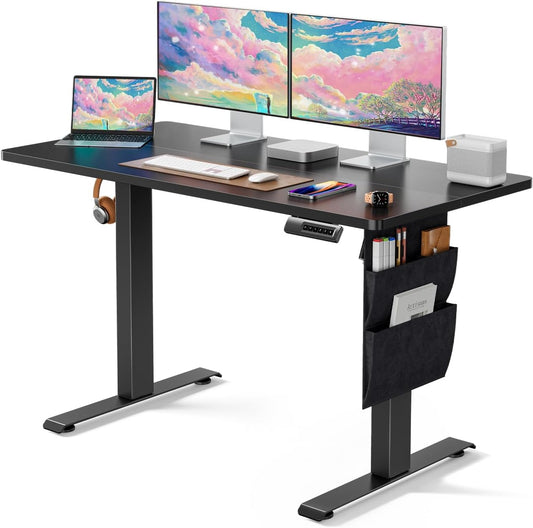 Marsail Electric Adjustable Height Standing Desk with Storage Bag, 48 * 24" Sit Stand Up Desk for Home Office,Computer Gaming Workstation, 4 Memory Height Settings,Cable Manager, and Headphone Hook
