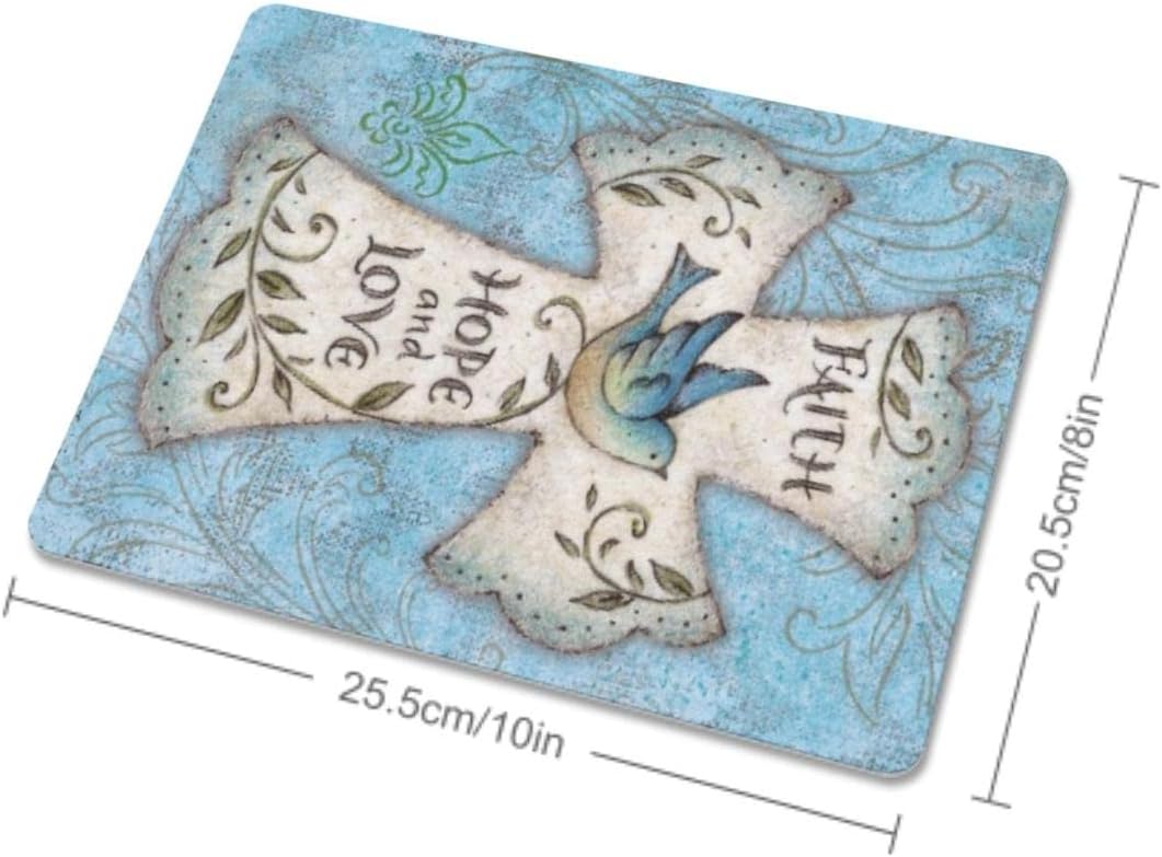 Mouse Pad, Christian Cross Mouse Pad, Square Waterproof Mouse Pad Non-Slip Rubber Base MousePads for Office Laptop, 9.5"x7.9"x0.12" Inch(Hope and Love)…