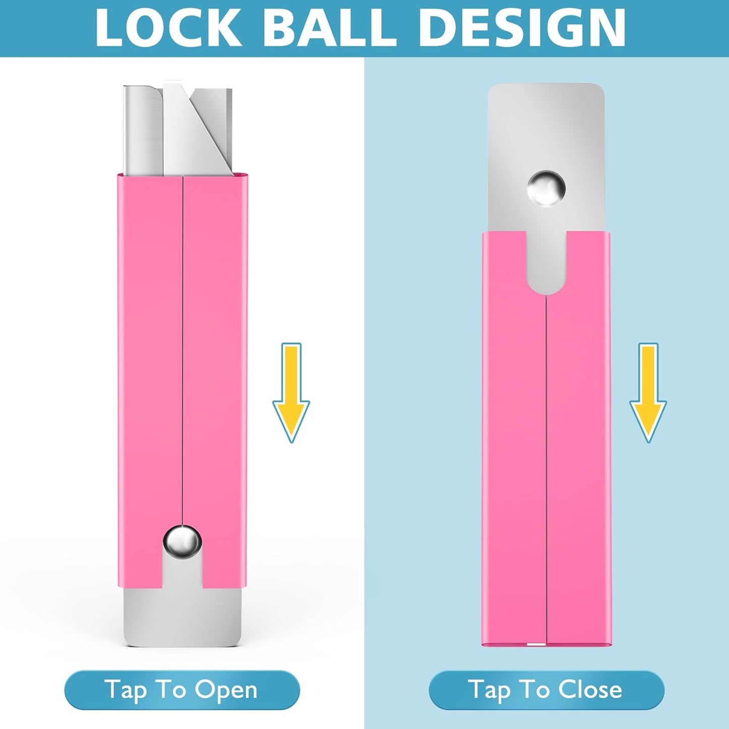 DIYSELF Utility Knife | Box Cutters | Set of 12 | Retractable Blade | All Metal Sheath | 12 Utility Knives included | Box Cutter Small | Paper Knife | Letter Openers (Pink)