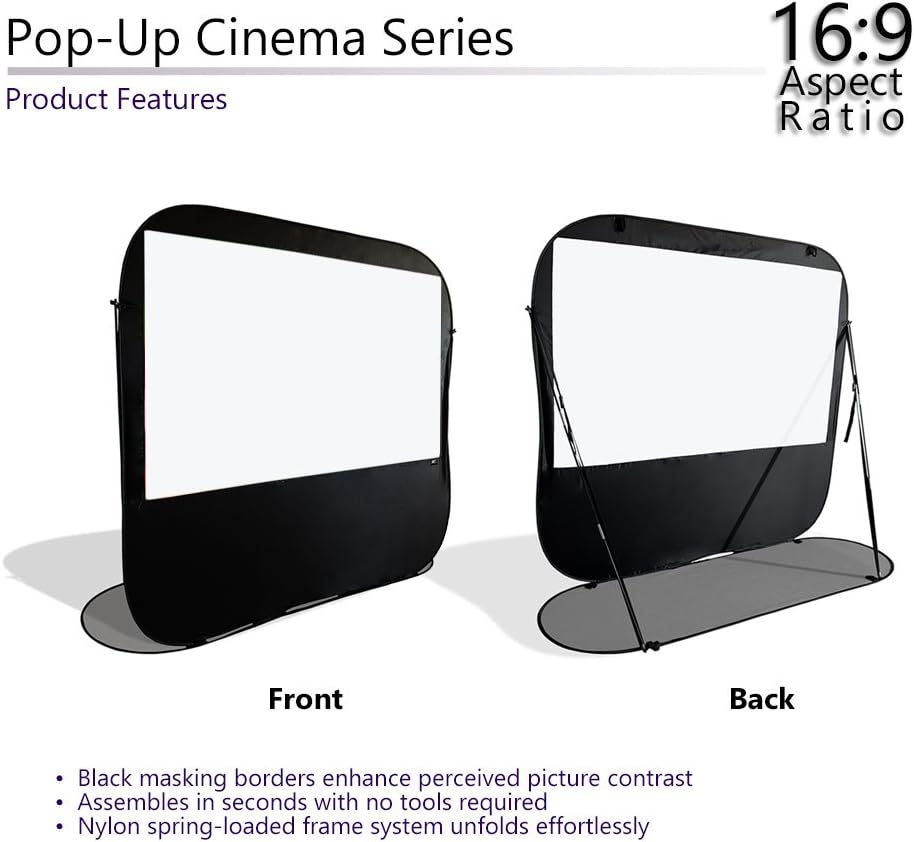 Elite Screens, Pop-Up Cinema 92-inch 16:9, SilkWhite 1.1 Gain, Portable Outdoor, Fast Folding Projector Screen, US Based Company 2-Year Warranty