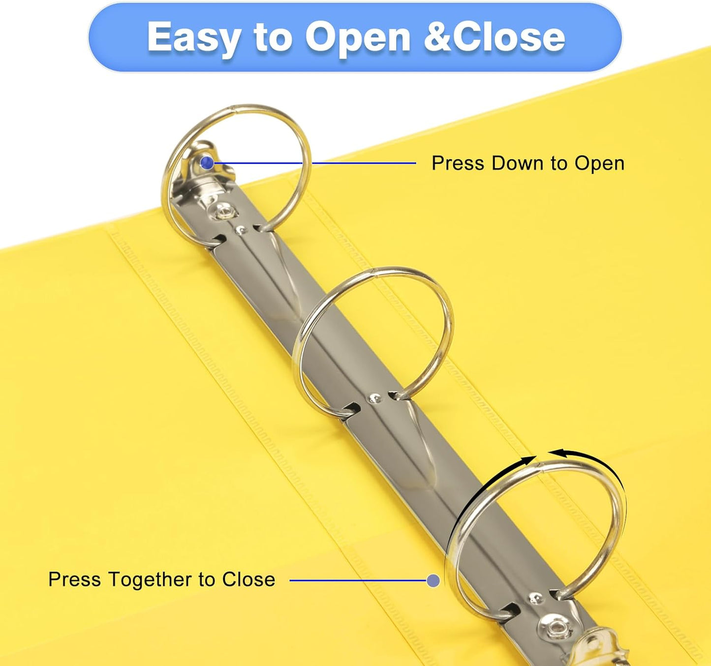 COMIX Standard 3 Ring Binder 2 inch with Clear View Cover, 2" Round Ring View Binder Holds 400 Sheets of US Letter Size Paper, 6 Pack (Multicolored)