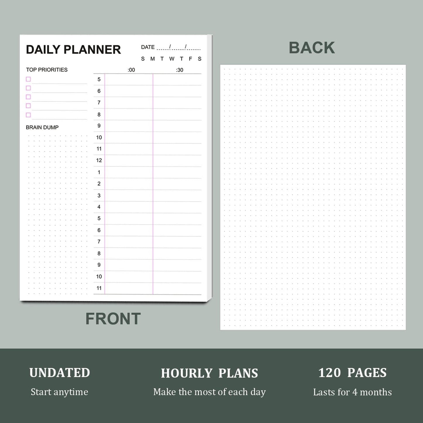 Tiankool To Do List Notepad - Daily To Do List with Priorities, Hourly Scheduler and Notes - Daily Planner Notepad for Work, Study, Appointments, 60 Tear Off Sheets Planning Pad, 7x10 Inch