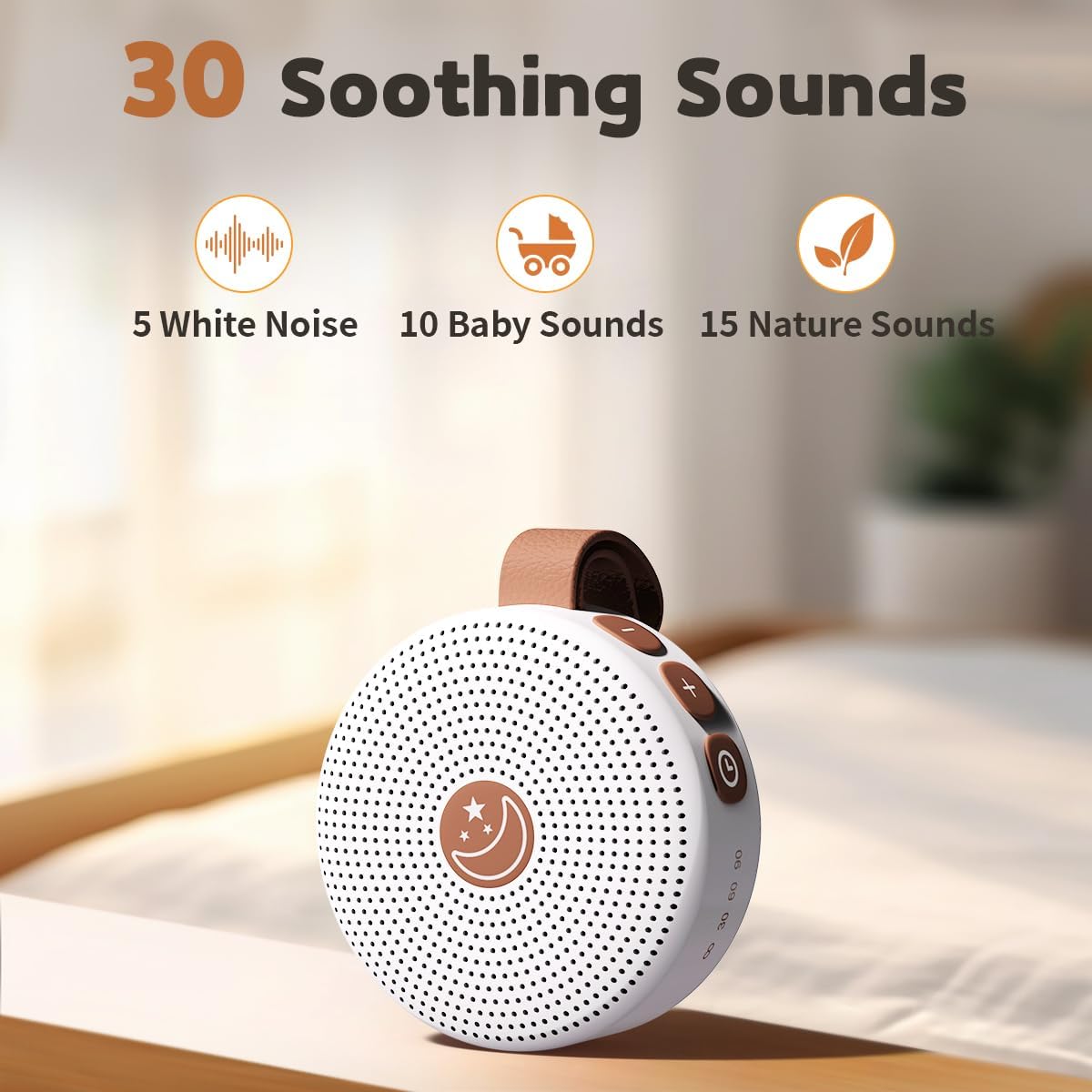 Brown Noise Machine Mini Sleep Sound Machine Portable Baby White Noise Machine with 30 Soothing Sounds for Kids Adults Auto-Off Timer 32 Volume Levels Rechargeable for Home Office Privacy and Travel