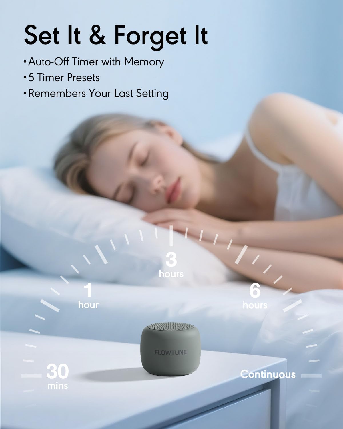 Sound Machine Flowtune White Noise Machine for Baby Adults, Mini Portable Sound Machine for Travel, 6H Timer, 18 Soothing Sleep Sounds Gift (Slate)