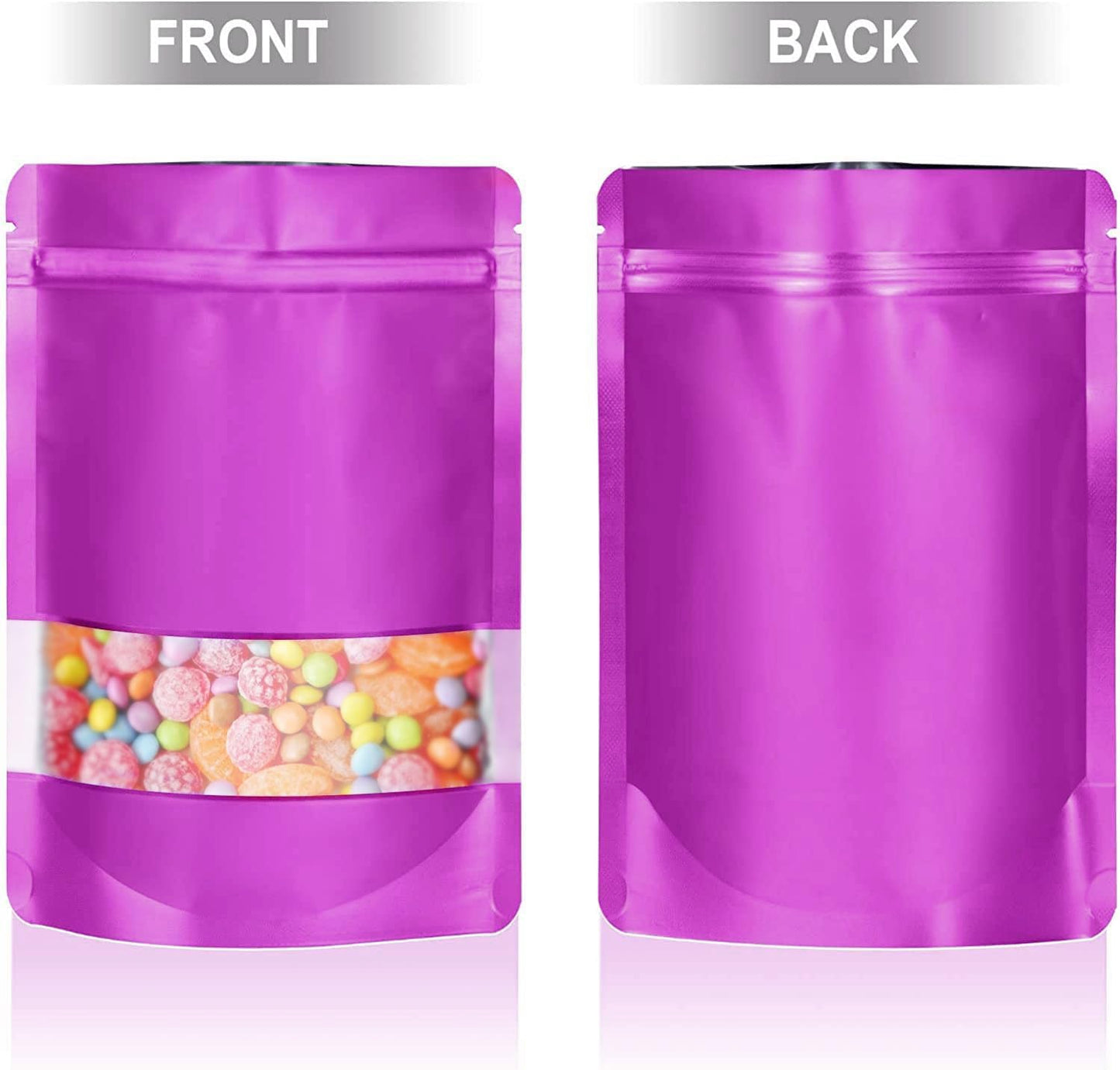 3.5"x5" 120pcs Mylar Bags for Food Storage,Smell Proof Bag with Matte Window Resealable Food Storage Bags for Small Business, Stand-up Foil Pouch Packaging Freeze Dried Candy Bag(Purple)