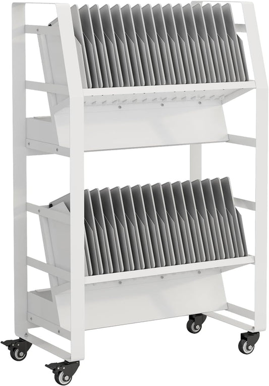 32 Device Mobile Open Charging Cart, Charging Station Rack with Easy Access and Removable Slots, Charging Storage Cart with Cable Management for Tablets, Chromebooks, Laptop Computers