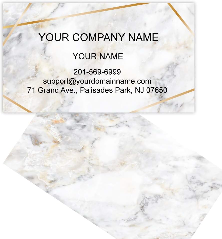 Custom Premium Business Cards 100 pcs Full color - Printed on 16pt(350gsm) or14pt (308gsm) Classic matte paper, Made in The USA (Marble Line)