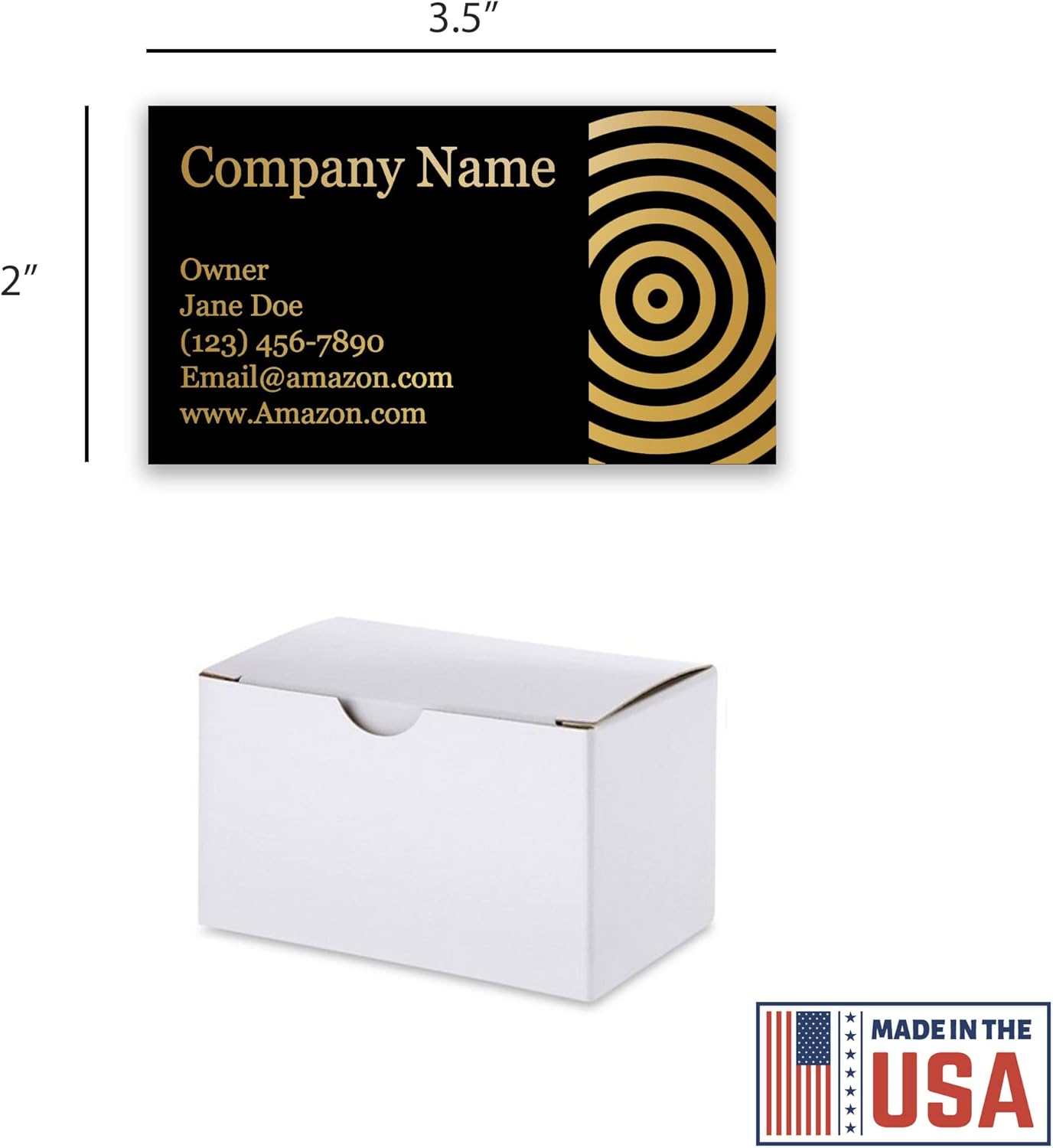 Personalized Gold Foil Black Business Cards 100 Pack - 3.5" x 2" Cards - 14 PT Thick Sturdy Cards - Unique Shiny Gold Foil - Made in the U.S.A. (Gold Swirl)
