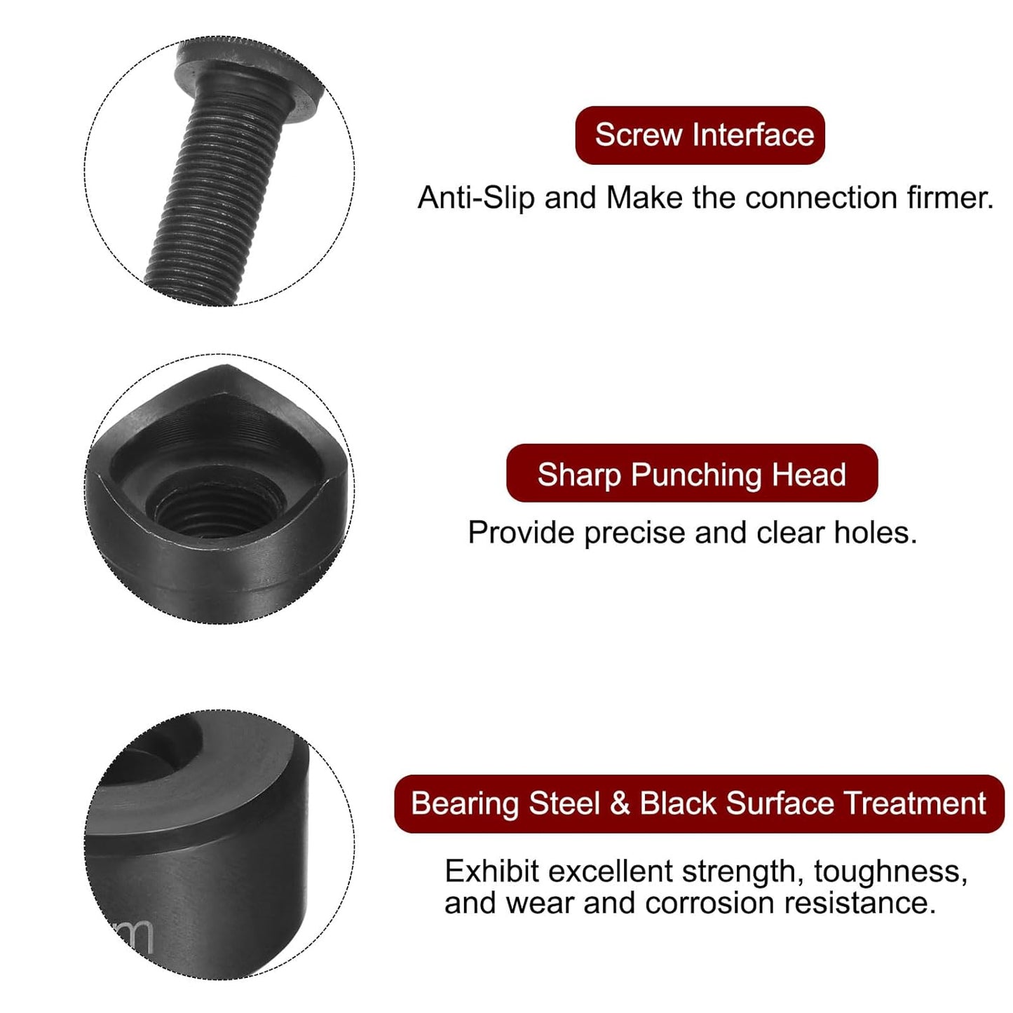 HARFINGTON Sheet Metal Punch Hole Punch 20mm Bearing Steel Precise Cutting Manual Knockout Kit with External Hex Shank for Metal Steel Plate Sink Stainless Steel, Black