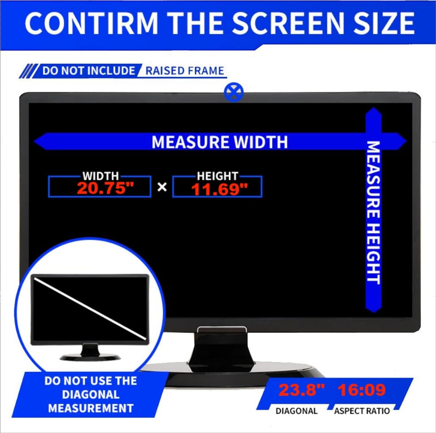 23.8 Inch 16:9 Computer Privacy Screen Filter for Monitor - Privacy Shield and Anti-Glare Protector