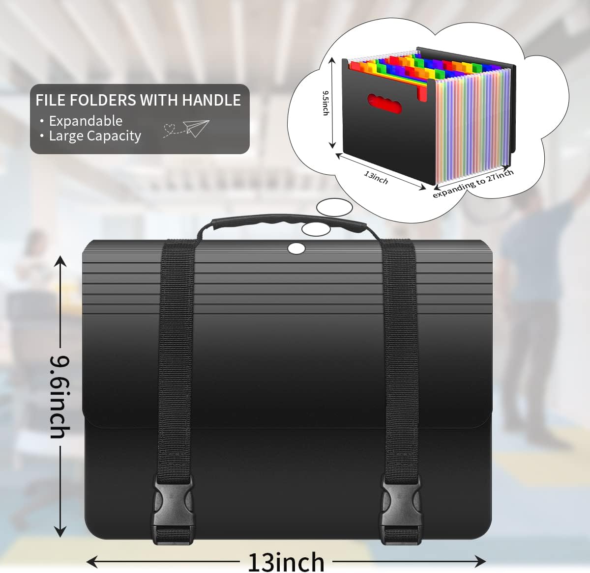 25 Pockets Accordion File Organizer Expanding File Folders with Handle,Fun Storage Portable Filing Box for Paperwork Documents Paper,A4/Letter Size
