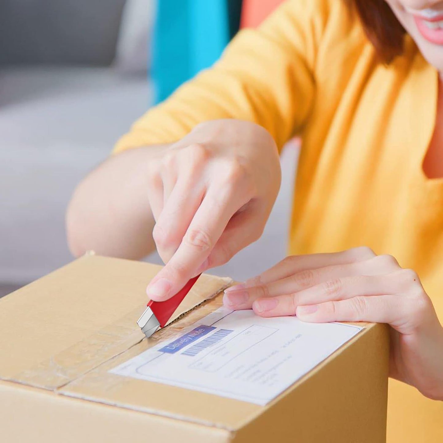 DIYSELF 12 Pack Box Cutters, Utility Knife Aluminum Alloy, Razor Knife Utility, Box Knife with Single Edge Razor Blade, Box Cutter Knives Retractable, Boxes Opener for Letters, Packages (Red)