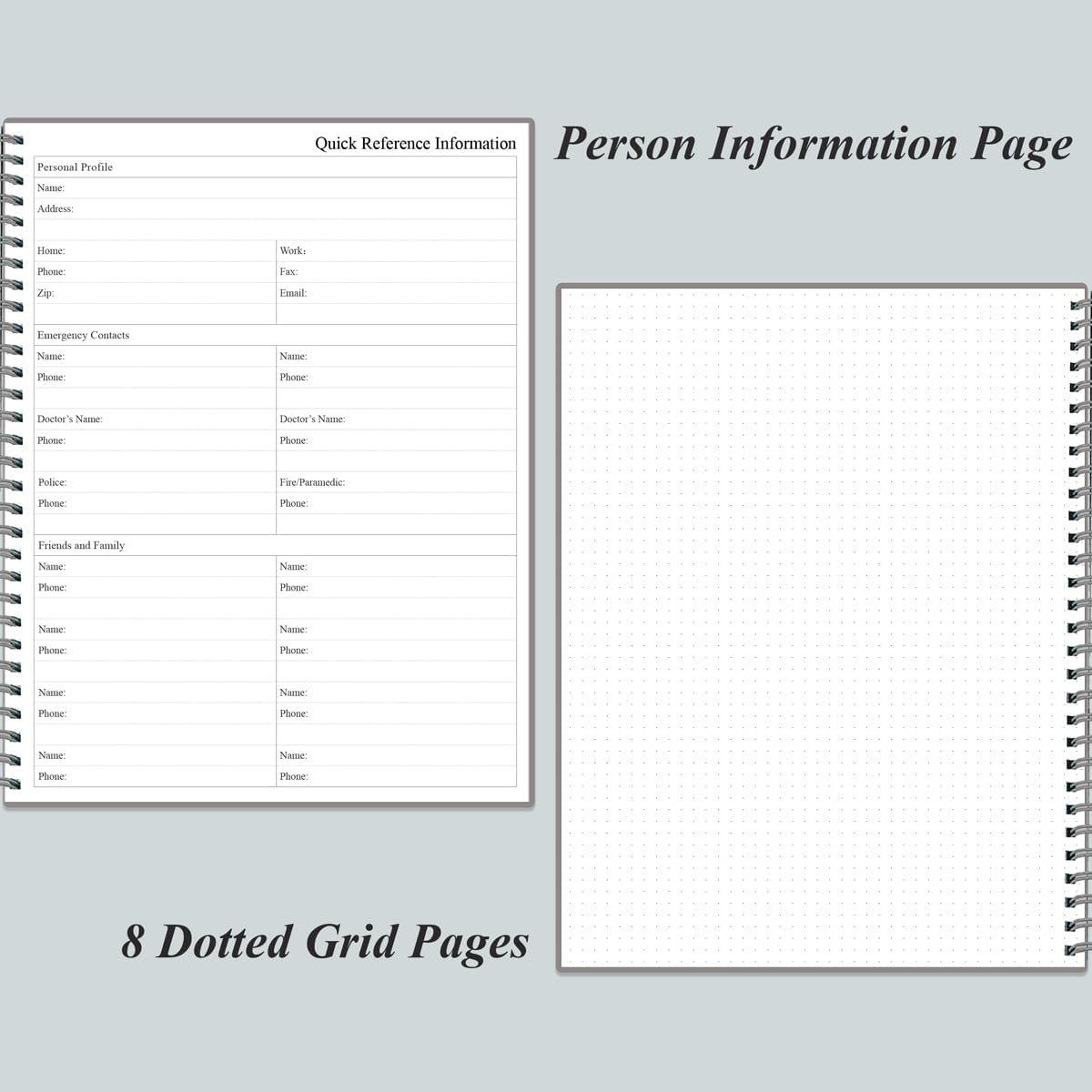 Daily Planner Undated - A4 To Do List Notebook Hourly Schedules, Spiral Appointment Planner for Women and Men,PVC Hardcover, Inner Pocket, Elastic Closure, 8.5" x 11", Grey