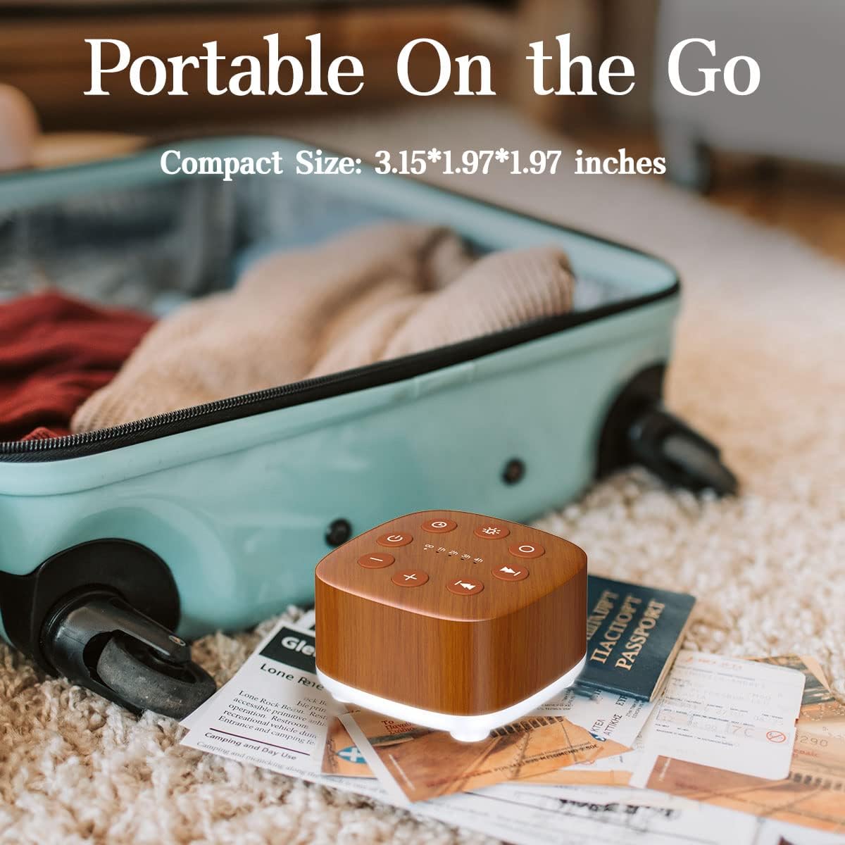 Meditation White Noise Machine Sound Machine 30 Soothing Sounds 12 Night Light 5 Auto-Off Timer Portable Sleep Machine for Travel Powered by AC or USB Sleep Therapy for Baby Kids Adults (Wood Grain)