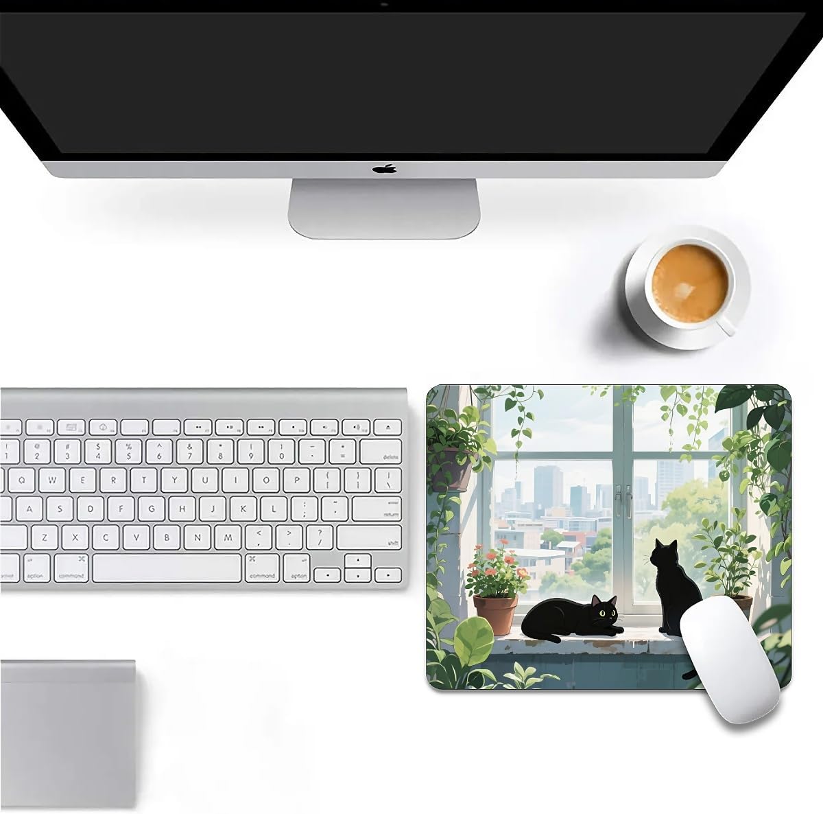 Square Mouse Pad Black Cat, Personalized Premium-Textured Custom Mouse Mat Design, Washable Mousepad Cloth, Non-Slip Rubber Base Computer Mouse Pads for Wireless Mouse